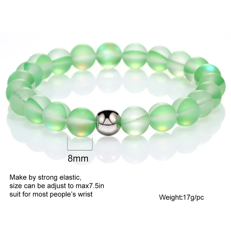 Браслет с бусинами из матового лунного камня для мужчин и женщин изящные