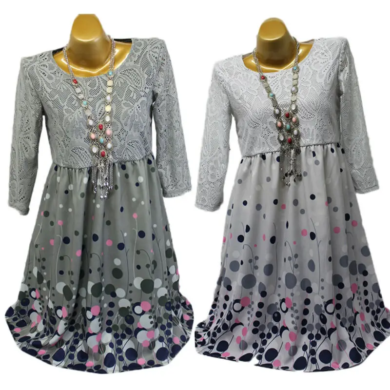 

Women Boho Lace Floral Mini Dress Smock Summer Beach Tunic Blouse Tops Plus