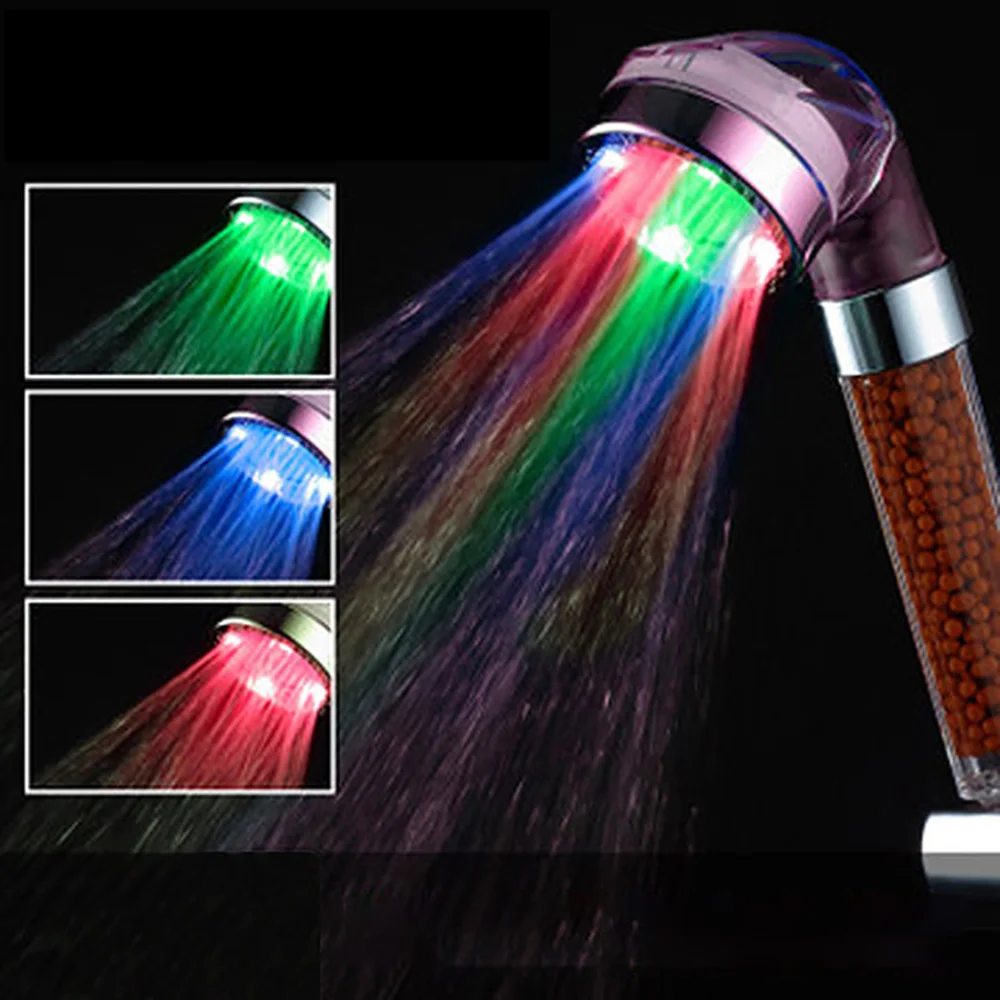 

Colorful LED Anion Shower SPA Shower Head Pressurized Water Saving Temperature Control Colorful Light Handheld Big Rain Shower