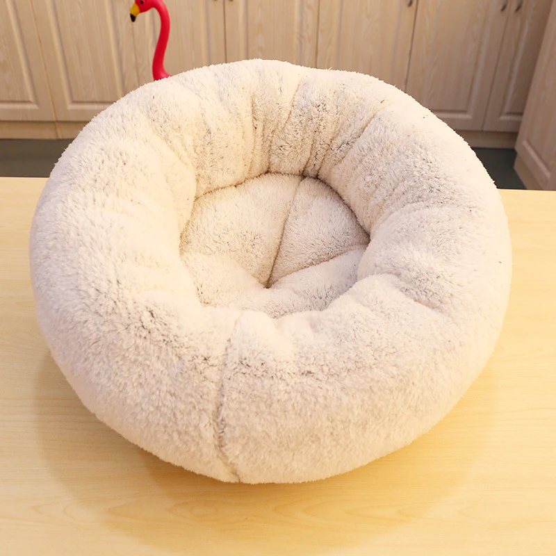 Круглая кровать для собак Jormel моющаяся длинная плюшевая и кошек очень мягкие