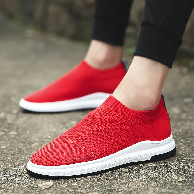

Lightweight And Breathable Men's Running Sports Shoes Korean Slip-on Knitted Socks Shoes Soft Bottom Non-slip Students Sneakers