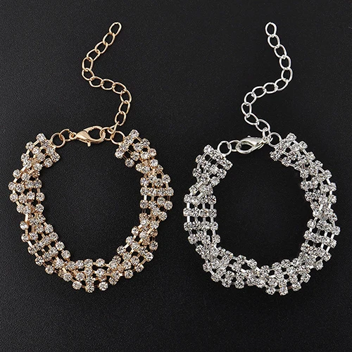 Горячая мода женский браслет из прозрачного хрусталя цепи браслеты нержавеющей