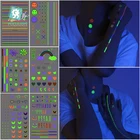Светящаяся Татуировка Rocooart, наклейка маленького элемента, светлое праздничное временное ненастоящее тату, сияющее в темноте, водонепроницаемое тату