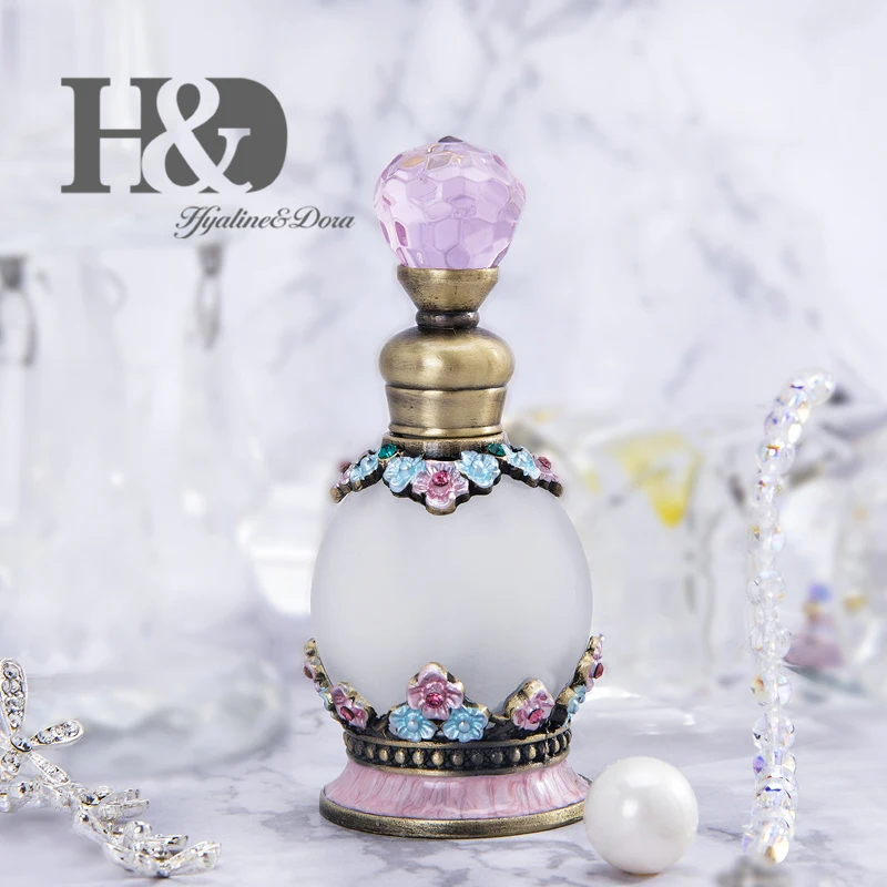 

H&D 15ml Makeup Women's Fashion Retro Frosted Refillable Perfume Bottle Antique Fancy Essential Oil Container Home Wedding Decor