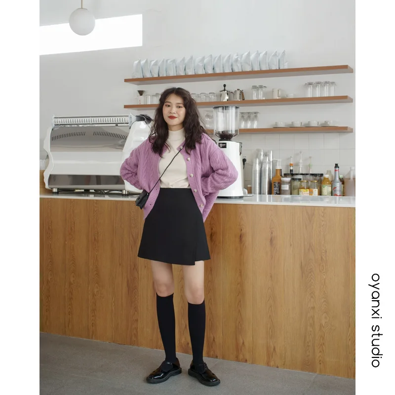 Женская Асимметричная трапециевидная юбка Легкая короткая с высокой талией