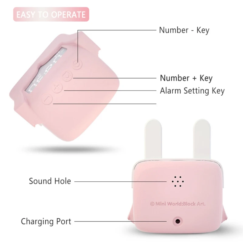 

Creative ABS Mini Smart Alarm Clock Cartoon Cute Bedside Alarm Clock USB Charging Sleeping Clock Gift For Children And Students