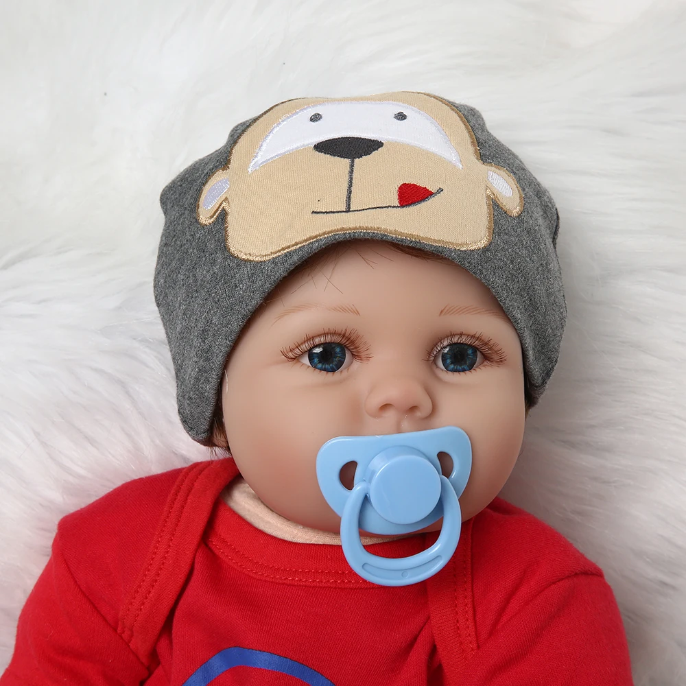 55 см Reborn Baby Doll мальчик новорожденный игрушка подарок силиконовый винил красный наряд с игрушкой медведь