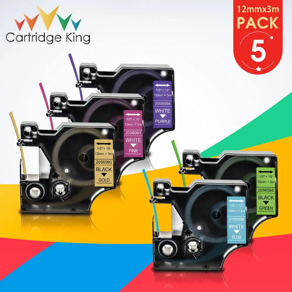 Лента для этикеток 5PK совместимый с Dymo 1/2 дюйма 12 мм х 3 м белая на