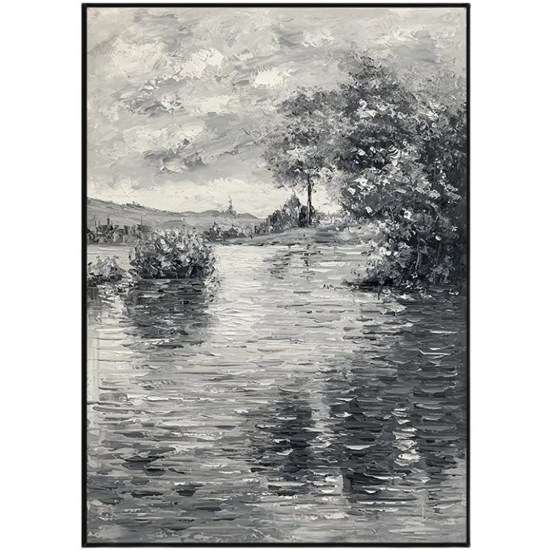 Ручная роспись маслом абстрактная черно-белая береза лес настенное украшение