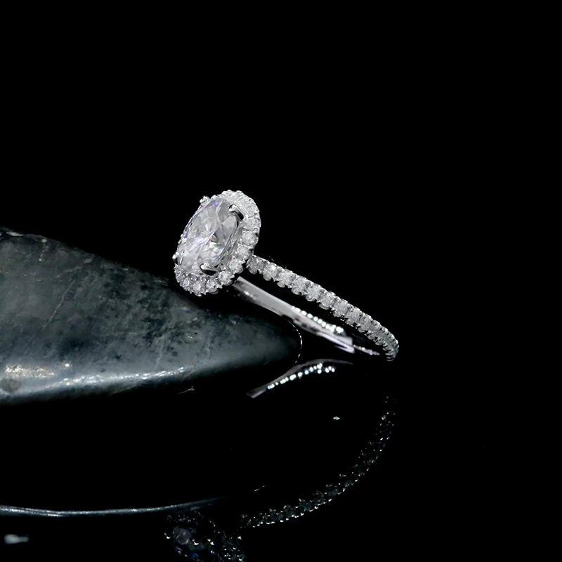 Кольцо из муассанита с бриллиантами AEAW, 18 К, розовое золото, 5x7 мм, 0.1ct, овальная огранка, Муассанит, обручальное кольцо, уникальный Муассанит, обручальные кольца