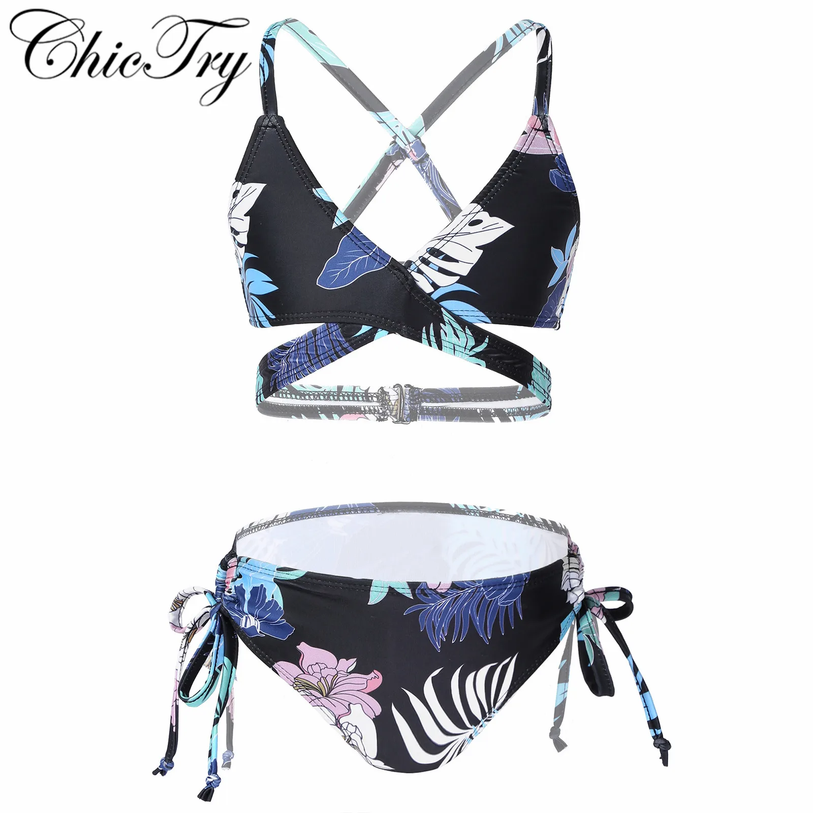 

6-16 Years Girl Swimsuit Kids Floral Printed Teenage Girl Bikini Set Girls Bathing Suits Children's Summer Swimwear Beachwear