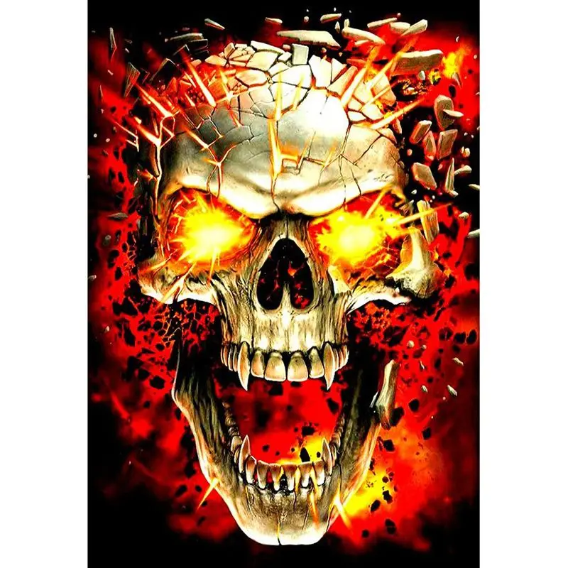 Новый 30*40 см 5D череп огня алмазов картина DIY Вышивка крестом полная Алмазная