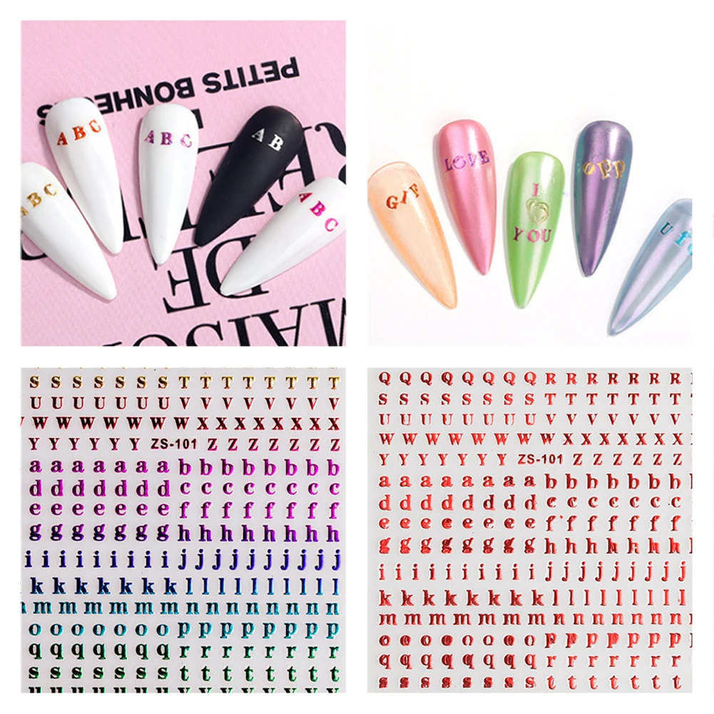 

Color Diy Letter Adhesive Nail Art Stickers Laser Digital Nail Art Accessories