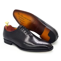 luxury genuine leather mens handmade wedding party shoes black brown pointed business formal brogue carved shoes size 39 46