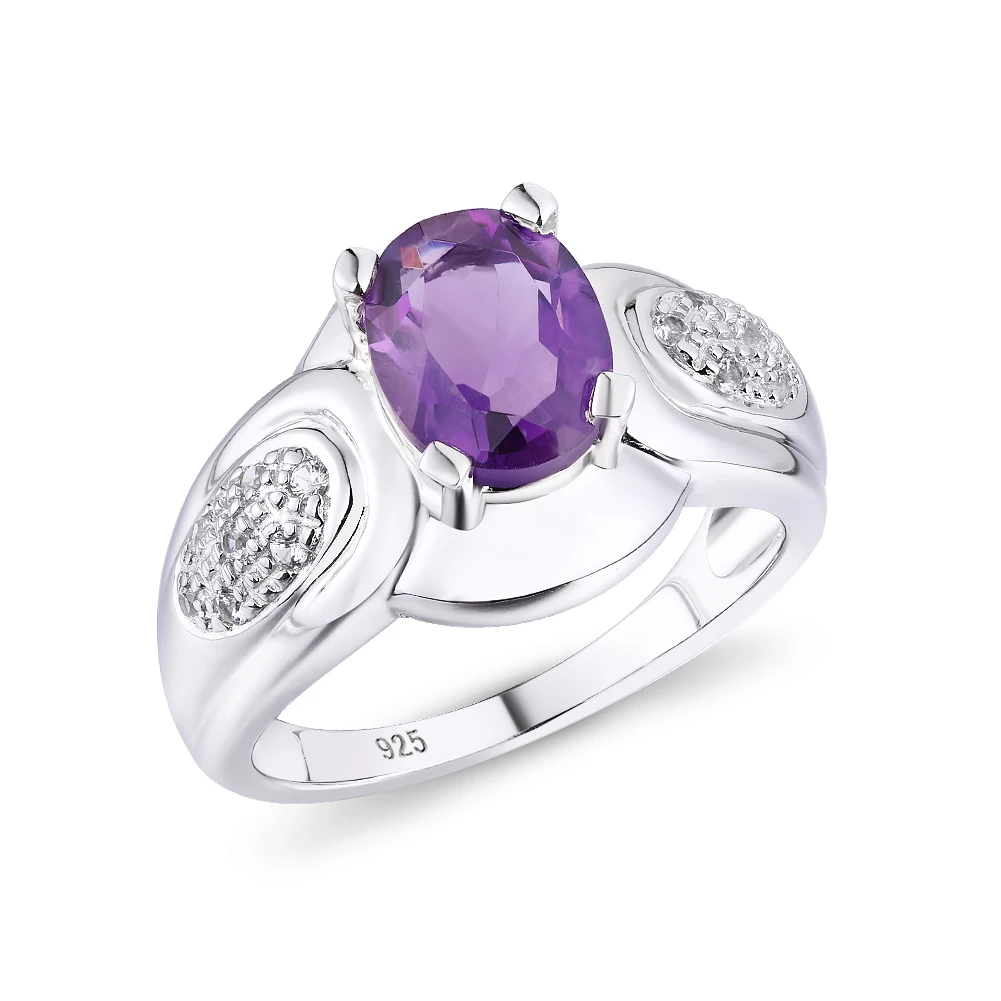 

GZ ZONGFA Hot Sell New Fashion Exquisite Natural Amethyst 925 Sterling Silver Jewelry Wedding engagement Rings For Women