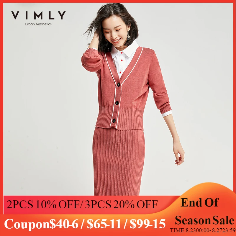 Vimly Женский комплект из двух предметов винтажный весенне осенний вязаный