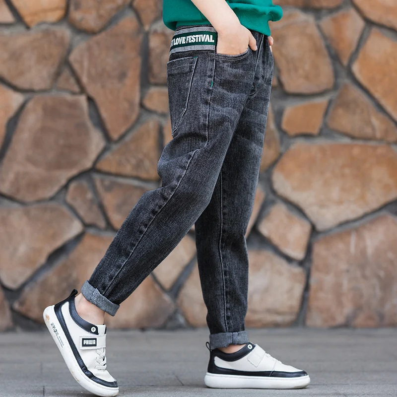 Джинсы для мальчиков подростков повседневные хлопковые брюки карандаш с