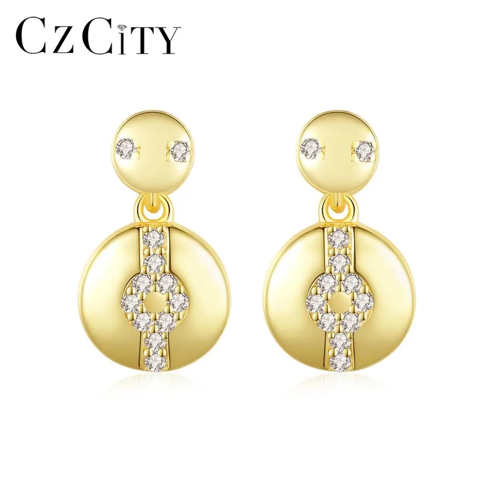 

CZCITY S925 Sterling Silver Double Circle Round Stud Earrings for Women High Quality Cubic Zircon Paved Christmas Gifts