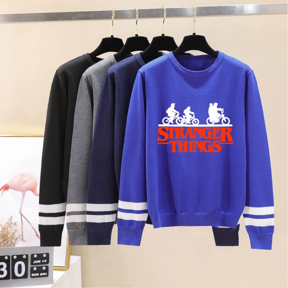 

Stranger Things Black Sweater men/women autumn winter Classic Casual Sweater Print Stranger things Pullover Streetwear
