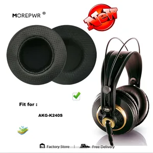 Morepwr New upgrade Replacement Ear Pads for AKG-K240S Headset Parts Leather Cushion Velvet Earmuff Headset Sleeve