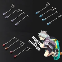 anime hunter x hunter earrings for fans cosplay kurapika ear clip crystal section teardrop shaped ear clip prop jewelry