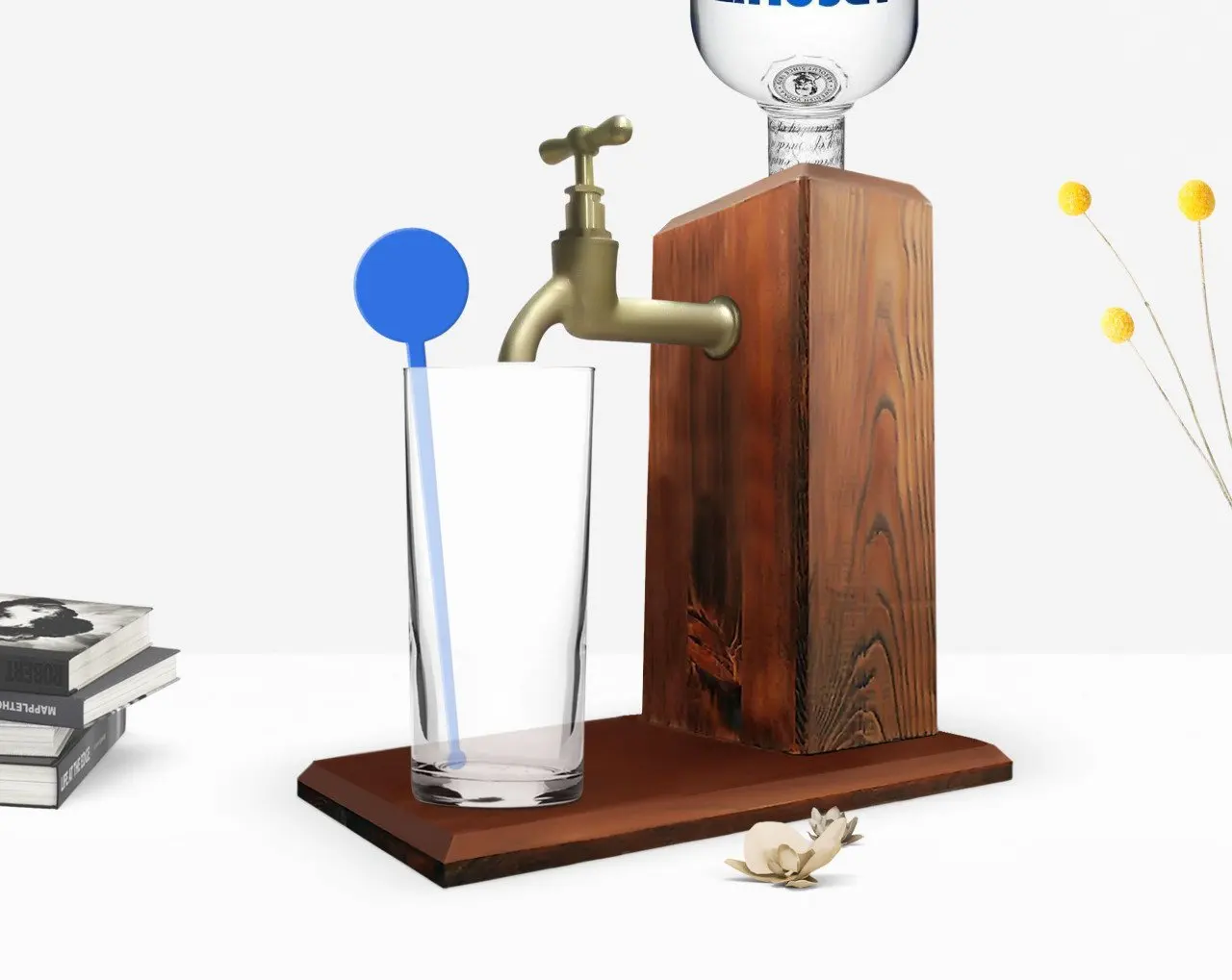 

BK Home Tap подставка для водки из натурального дерева-современное удобное надежное настенное украшение из орехового ореха, Подарочный дизайн, ...