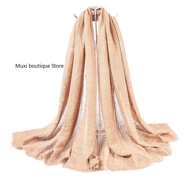 

Muslim Hijab scarf crypto cotton shawl Small clear female literary long 40 color optional cotton and linen scarf headband shawl
