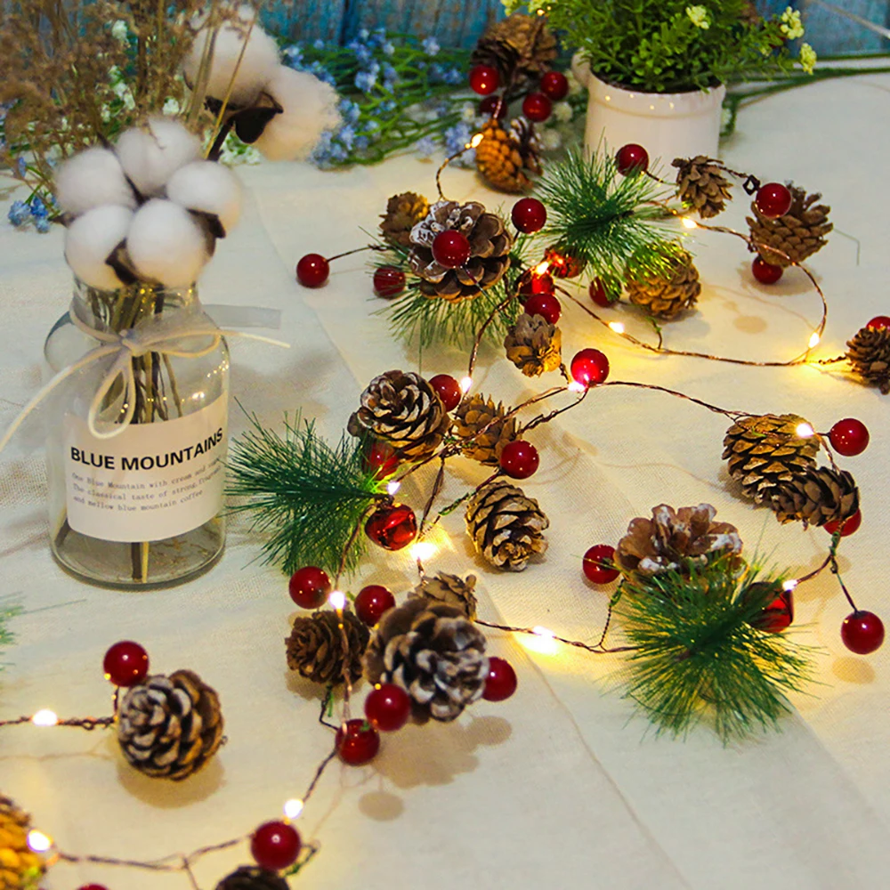 

Christmas Light String Outdoor Waterproof Christmas Pine Cone Light LED Copper Wire Fairy Garland Garden Holiday Decoration Ligh