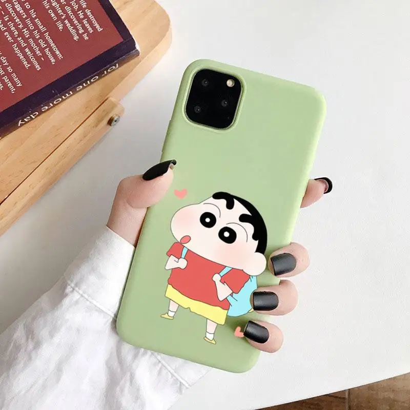 

Crayon Shin-chan Japan anime Phone Case Candy Color for iPhone 6 7 8 11 12 s mini pro X XS XR MAX Plus