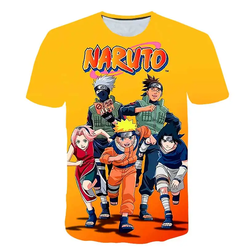 

Футболка с аниме надписью Nαruto, детская одежда для мальчиков Kakashi Orochimaru Sasuke Pain Gaara, детская одежда из полиэстера, детские футболки для девочек