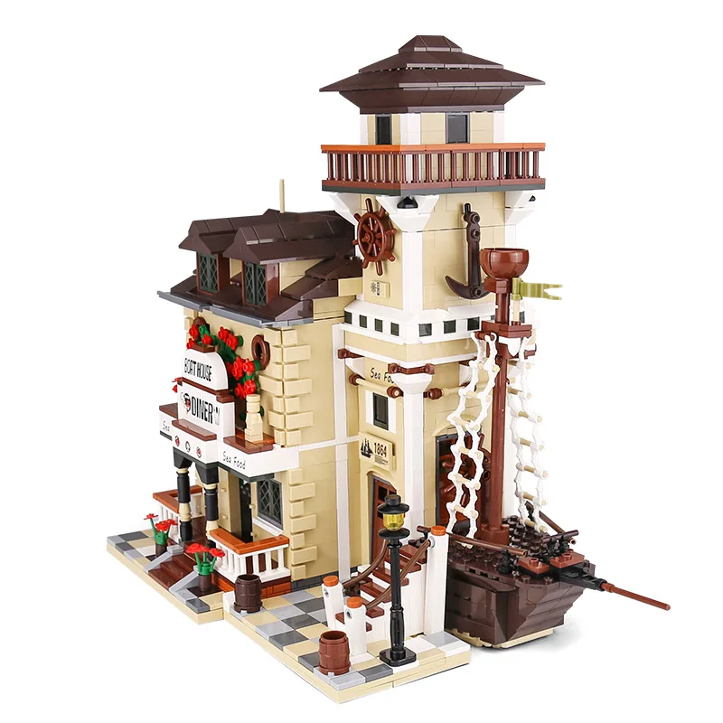 Конструктор DHL Streetview игрушки лодочный дом модель закусочной сборные блоки