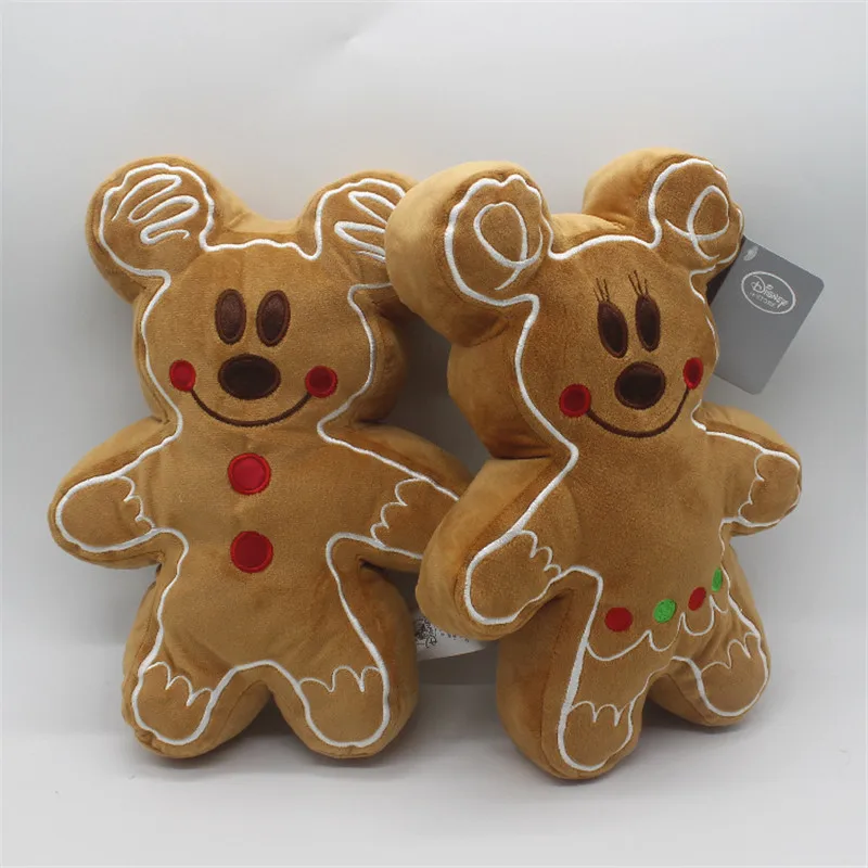 Disney-mu&ntilde;eco de dibujos animados de Mickey mouse, Minnie mouse, hombre de jengibre, juguete de peluche, regalo para ni&ntilde;os, 32cm, 2 piezas-0