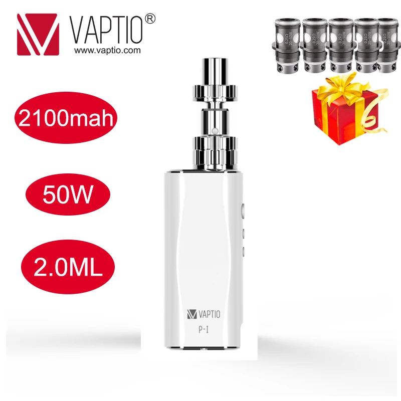 Подарочные катушки/резервуар Vape ручка 50 Вт Vaptio P1 Комплект с 2100 мАч встроенный