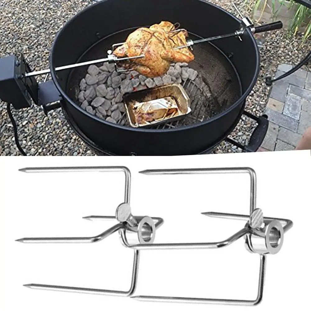 

2Pcs Picnic Charcoal BBQ Fork 4 Prongs Grilled Beef Kebab Skewer Chicken Drumstick Turkey Barbecue Accessories