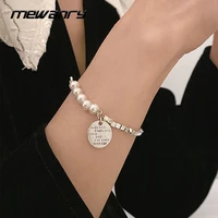mewanry 925 steamp bracelet for women trend elegant vintage simple pearl stitching pendant party jewelry birthday gift