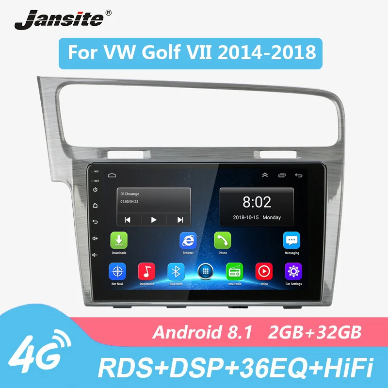 Jansite 4G RDS 1" автомобильное радио для Volkswagen Golf 7 VII- Wifi Android мультимедиа сенсорного экрана видеоплееры с CANBUS