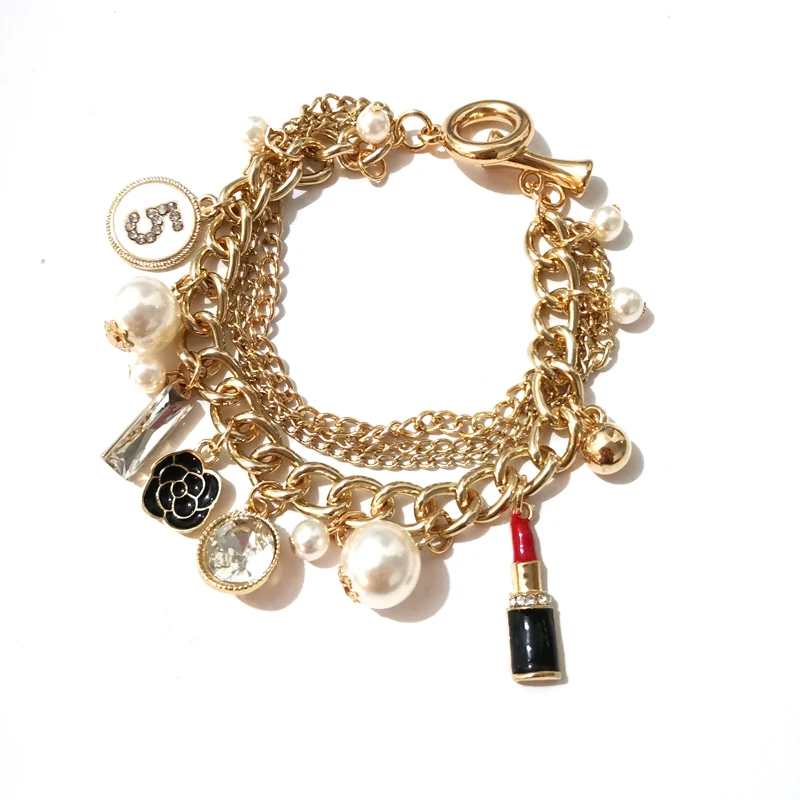 A5W Мода жемчужные браслеты с кисточкой для женщин bijoux(украшения своими руками) с украшением в виде кристаллов № 5 Роскошные свадебные туфли с отделкой жемчугом и прозрачными стразами женский браслет с имитацией листочков, браслет-напульсник, feminina, подарок, ювелирное изделие - Окраска металла: A5W
