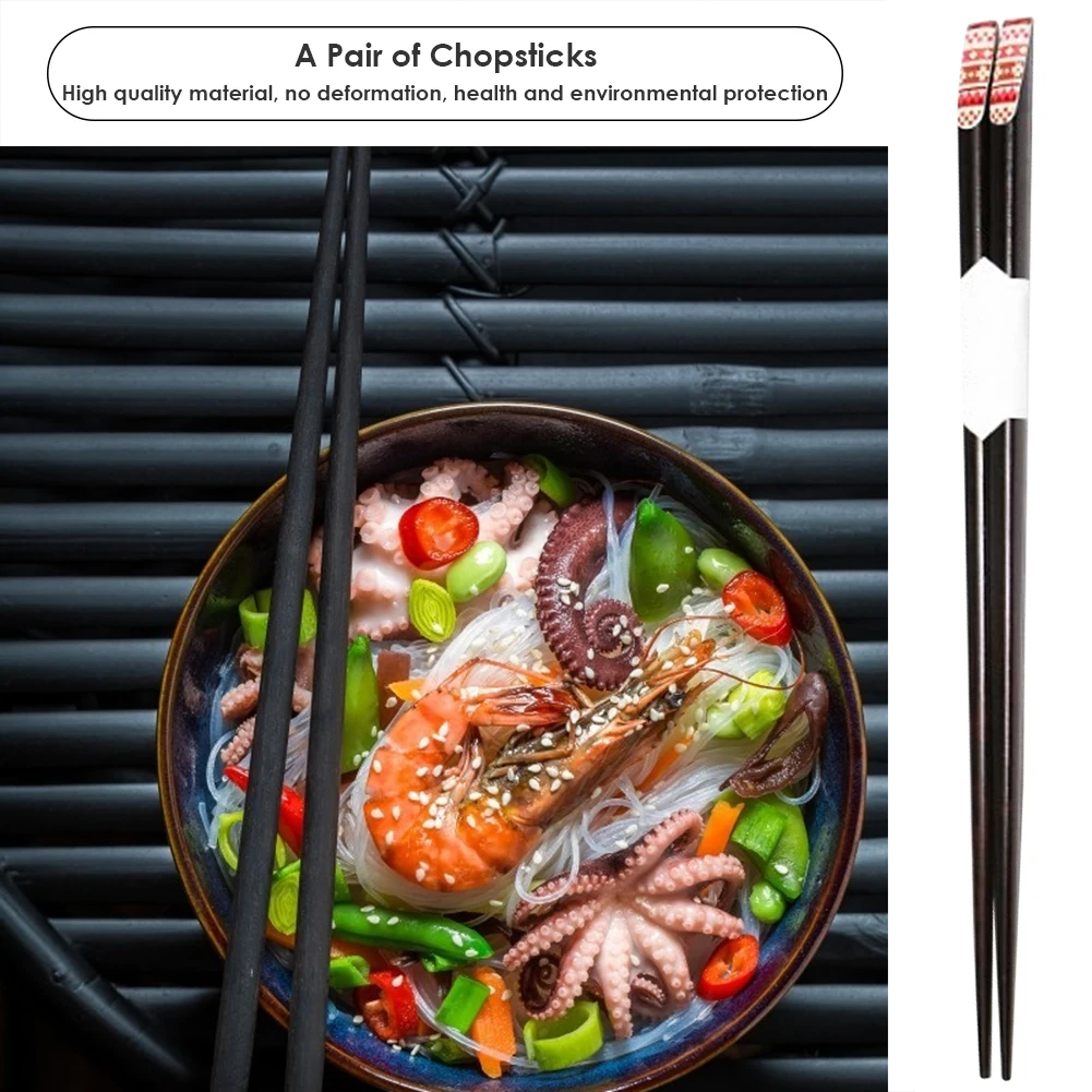 

1 Pair Printing Chopsticks Natural Log Non-slip Kitchen Restaurant Supplies