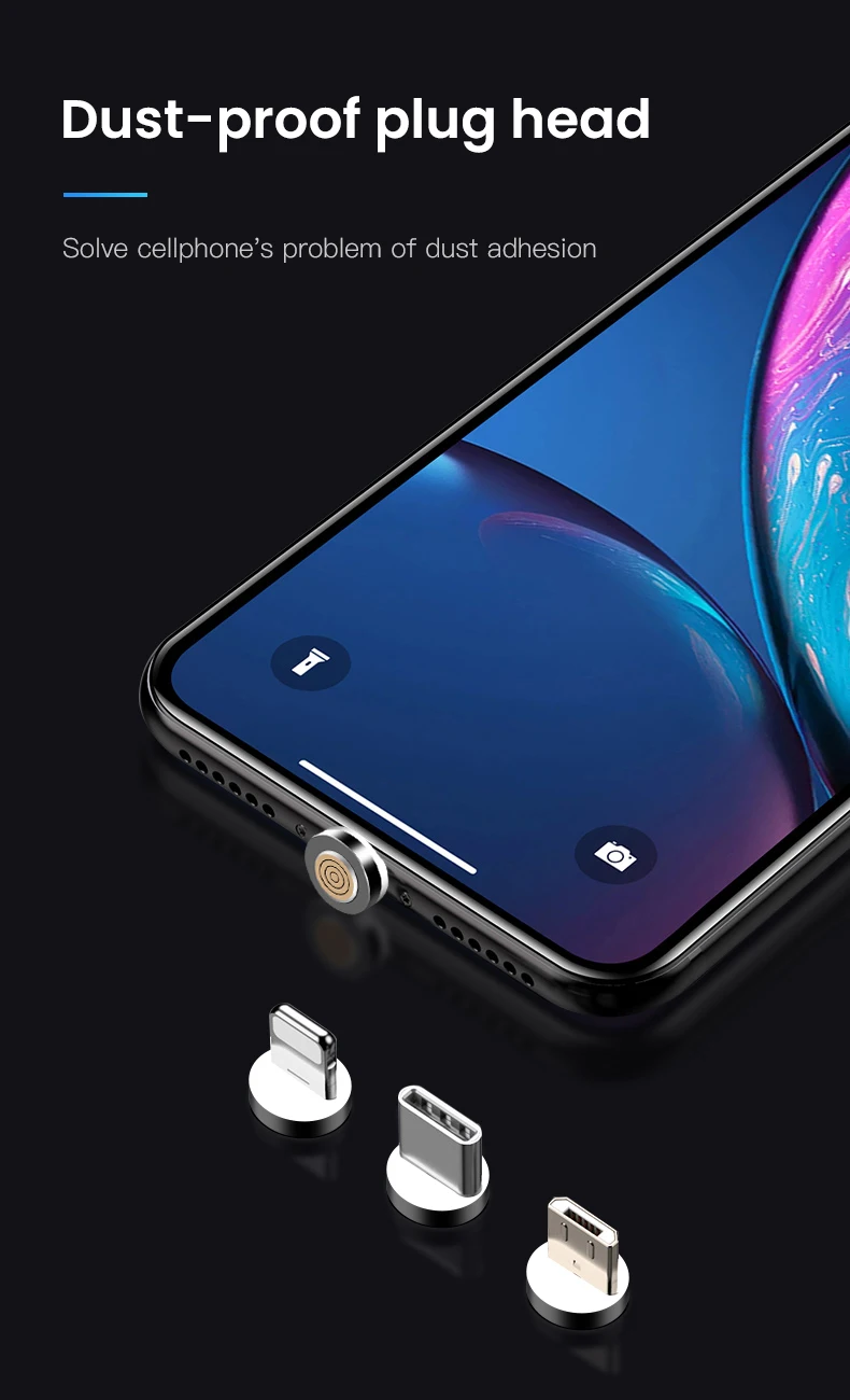 IONCT 3A Быстрый Магнитный кабель для iPhone, samsung, Android, мобильный телефон, кабель типа C, магнитное зарядное устройство, Micro USB C кабель для передачи данных EC789