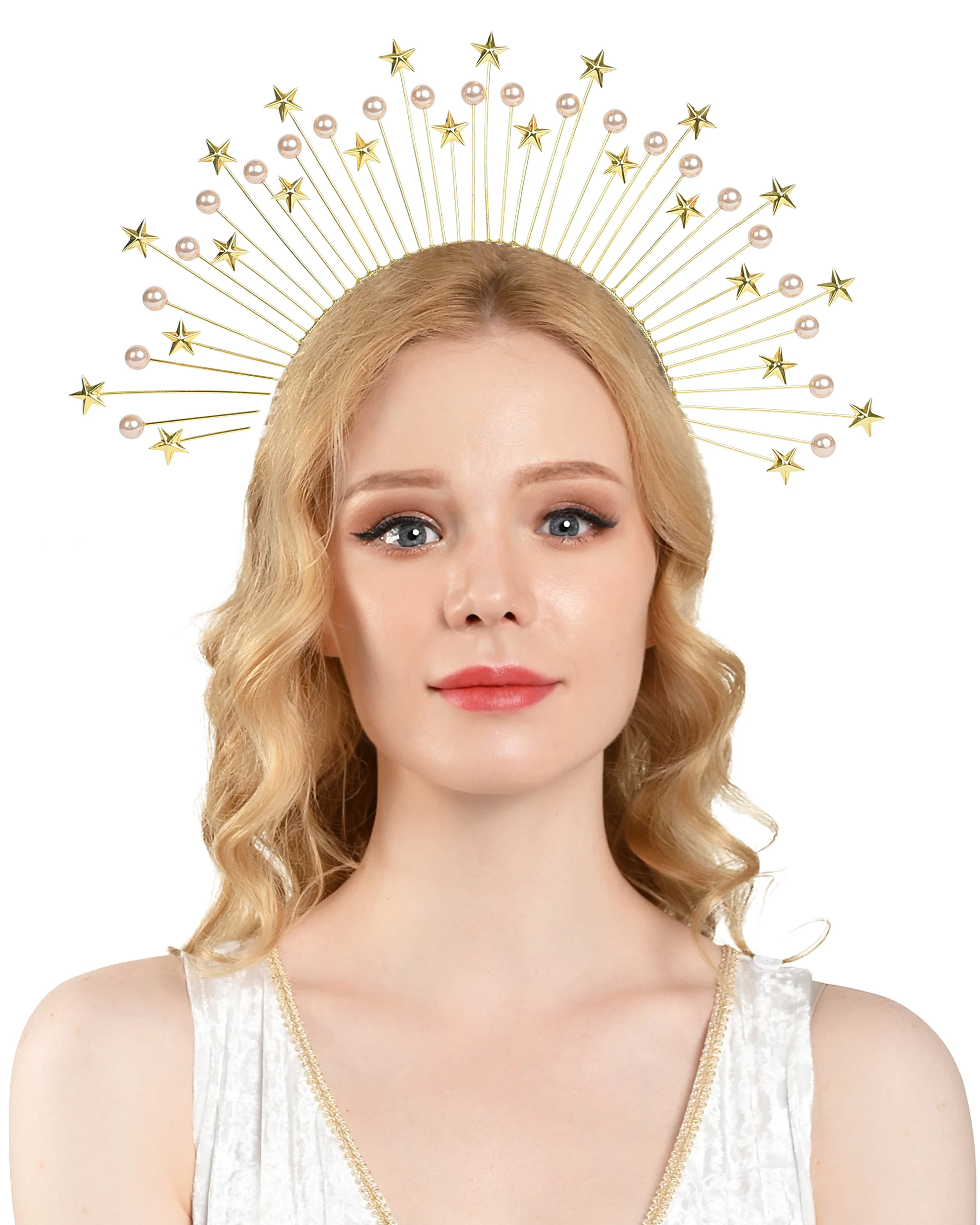 Золотые звезды Корона Ореола жемчужный ореол головной убор свадебная корона в