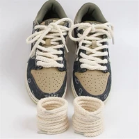2pcs new cotton and linen weave shoelaces 8mm round shoelace women men canvas sneakers high top boot shoe laces shoestrings
