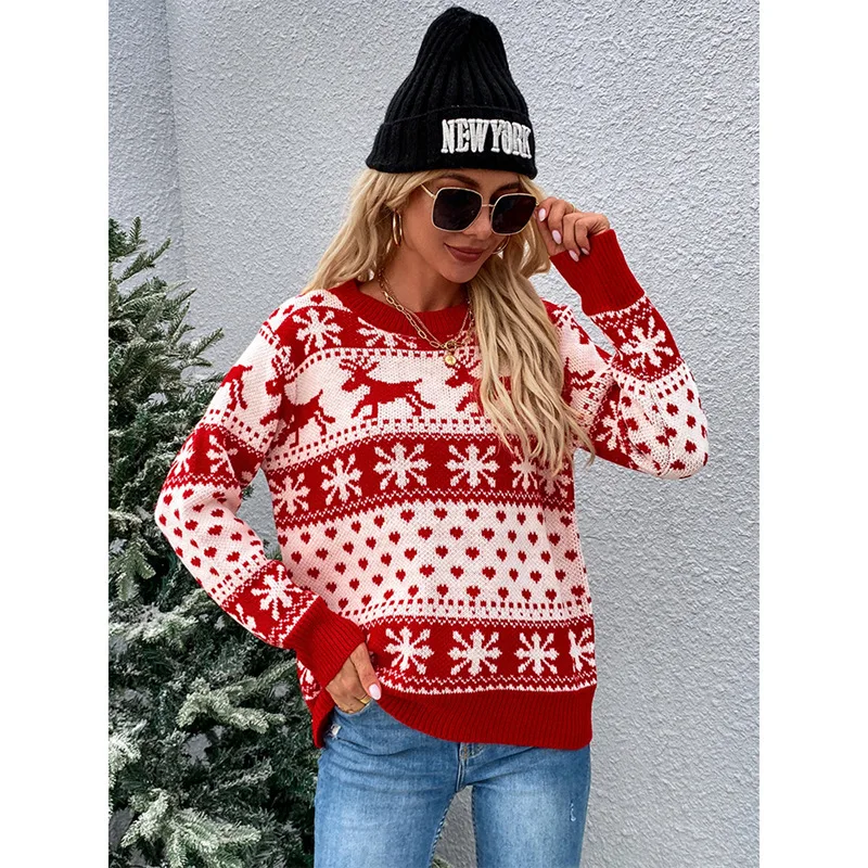 

Autumn and Winter Women's 2021 European and American Christmas Fawn Sweater Jacket Women Lazy Wind Loose Knit Top Women