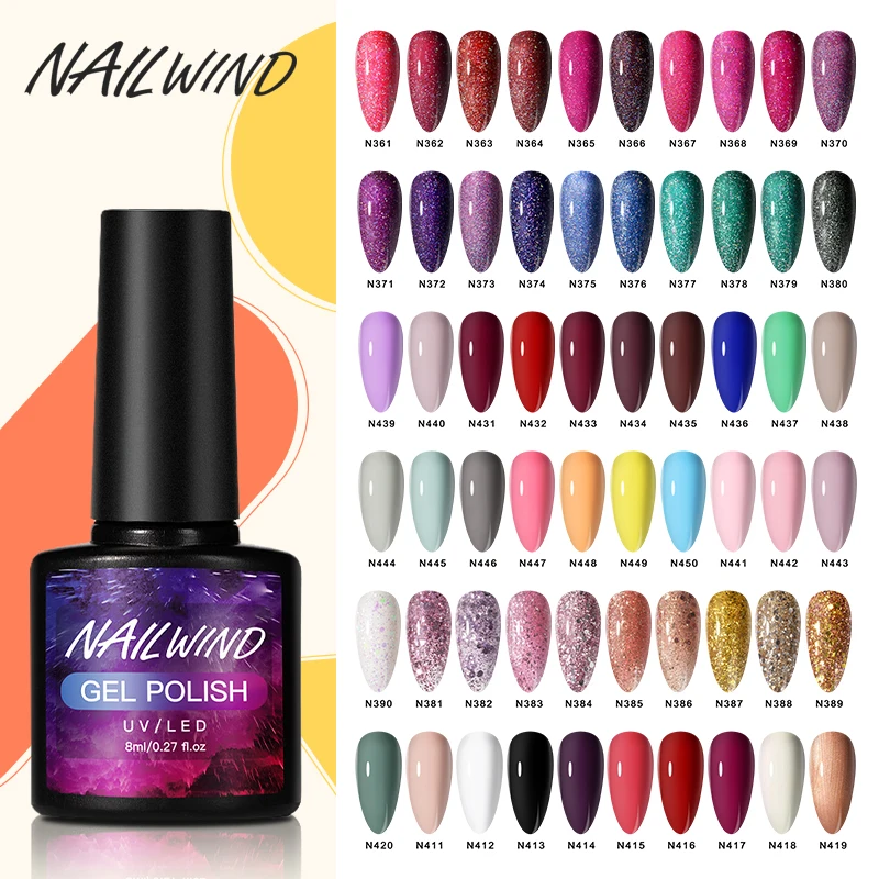 NAILWIND Gel Nail Polish 8ml Varnish Semi Permanent All For Manicure Art Glitter Nails UV | Красота и здоровье