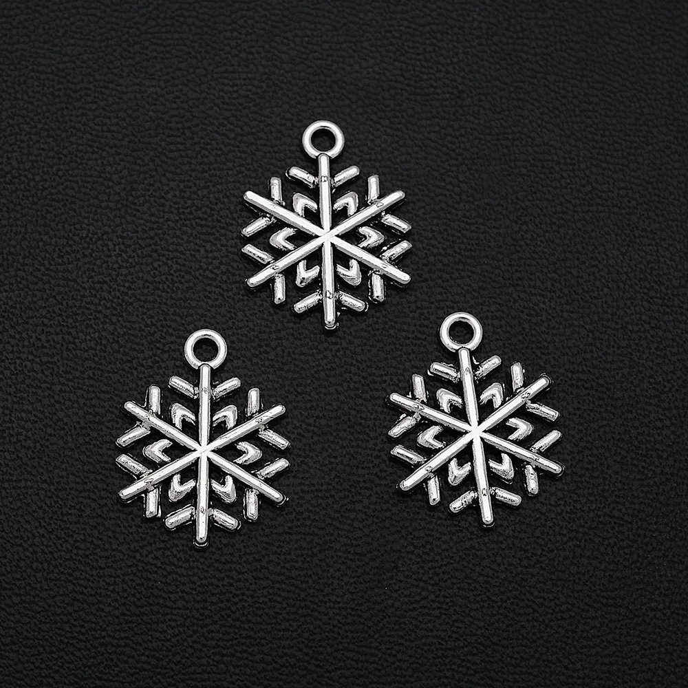 

20pcs/Lot 15x20mm Antique Silver Plated Snowflake Charm Alloy Metal Winter Christmas Pendants For Diy Jewelry Making Accessories