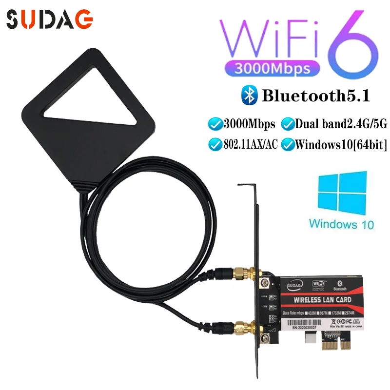 Двухдиапазонный 3000 Мбит/с Wi Fi 6 Intel AX200 PCIe Беспроводной адаптер 2 4G/5 ГГц 802.11ac/ax Bluetooth