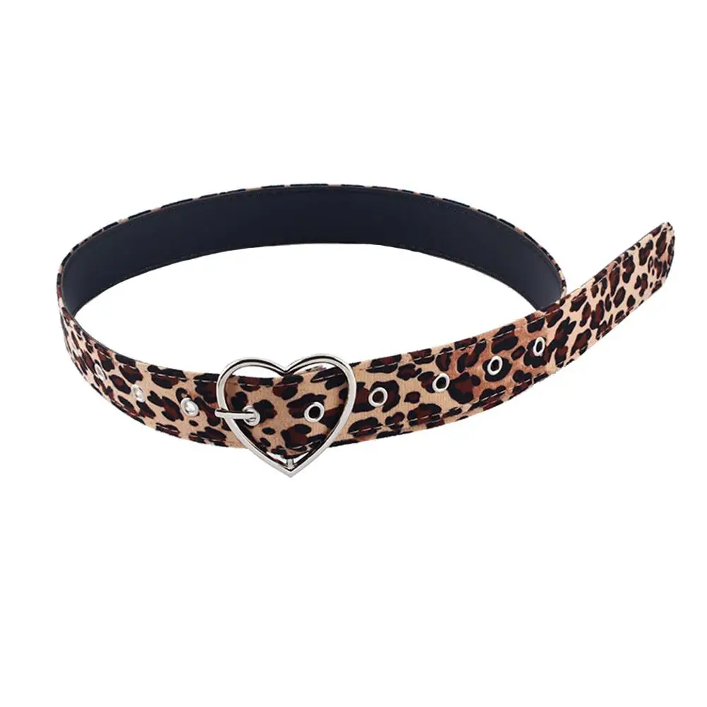 

New 2019 Leopard Print Women Waistband PU Leather Fashion Metal Heart Ring Pin Buckle Belt Women Waist Belts