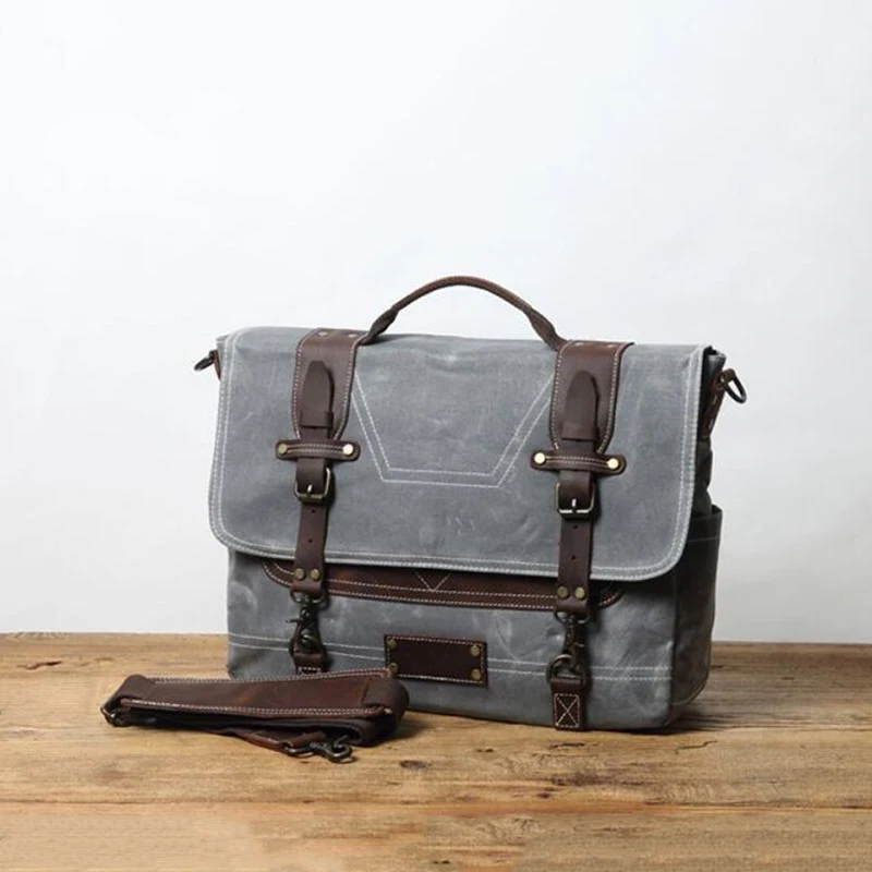 Вощеная холщовая сумка-мессенджер водонепроницаемая кожаная мужская сумка