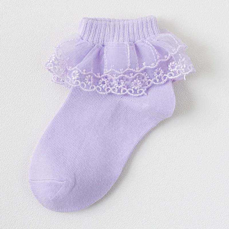 

Spring Autumn Baby Girls Socks Cotton Solid Color Short Tube Lace Latin Dancing Princess Children Kids Socks