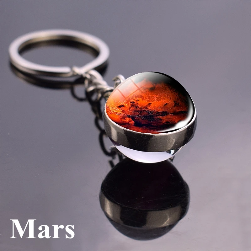 mars Keyring Луна земля Туманность космическая галактика брелок Солнечная система планета брелок солнце Марс двухсторонний стеклянный шар брелок - Цвет: mars Keyring