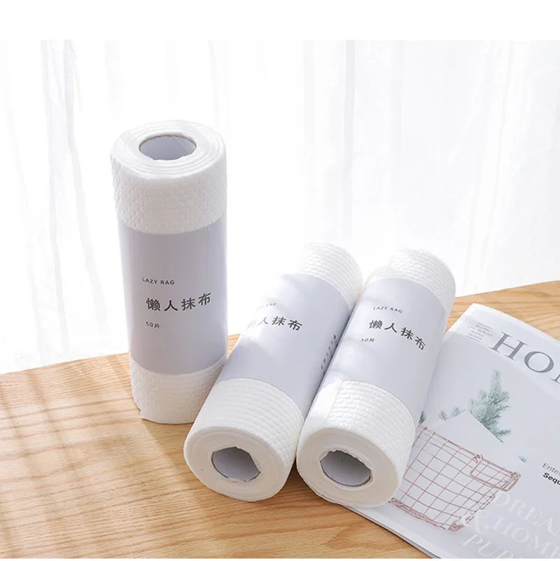 50 шт. многоразовые уборки тряпка для мытья ленивый из нетканого материала